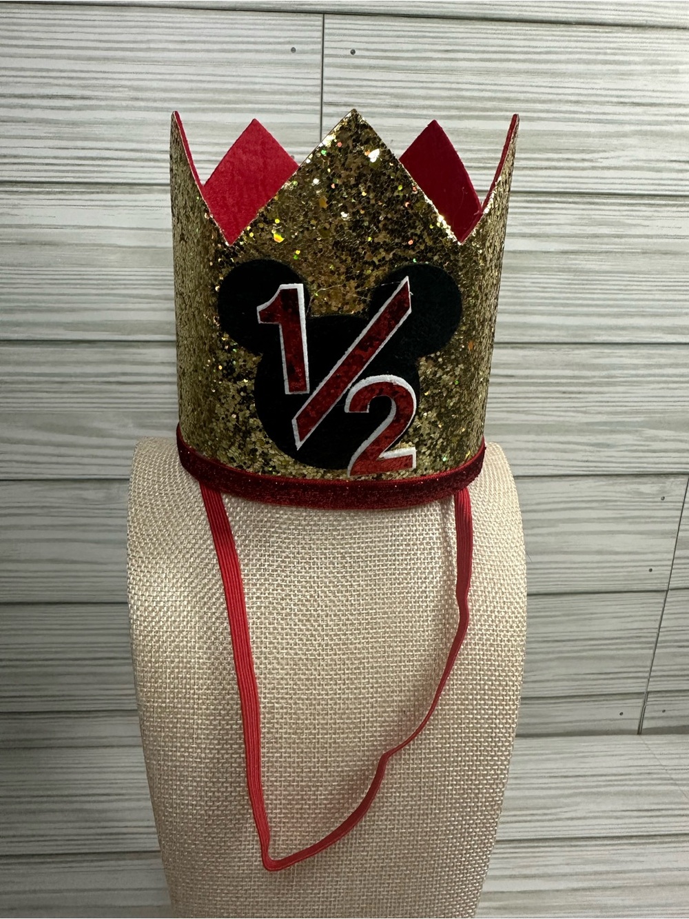Baby Half Birthday (6months) Gold Glitter Crown Costume Hat
